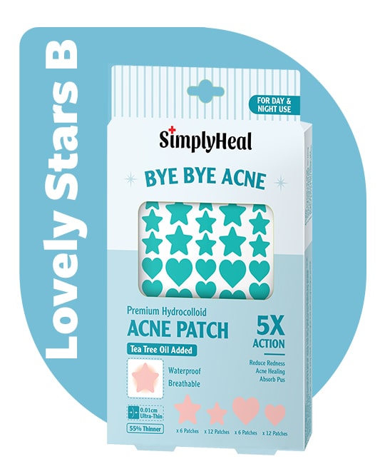 SimplyHeal Lovely Stars Day & Night Premium Hydrocolloid Acne Patch 36s (Blue)