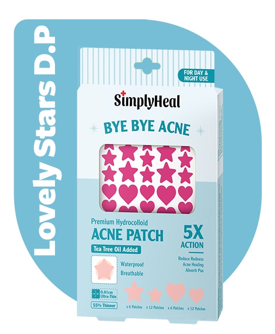 SimplyHeal Lovely Stars Day & Night Premium Hydrocolloid Acne Patch 36s (Dark Pink)