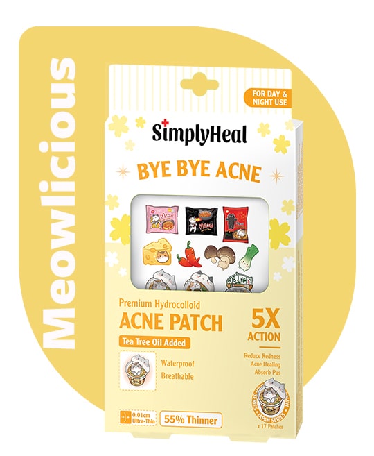 SimplyHeal Meowlicious Day & Night Premium Hydrocolloid Acne Patch 17s