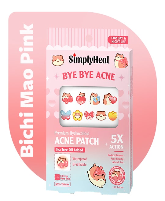 SimplyHeal Bichi Mao Pink Day & Night Premium Hydrocolloid Acne Patch 22s