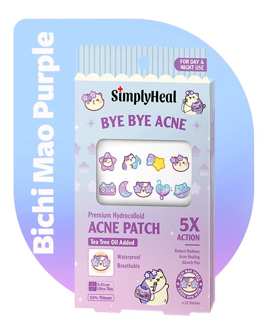 SimplyHeal Bichi Mao Purple Day & Night Premium Hydrocolloid Acne Patch 22s