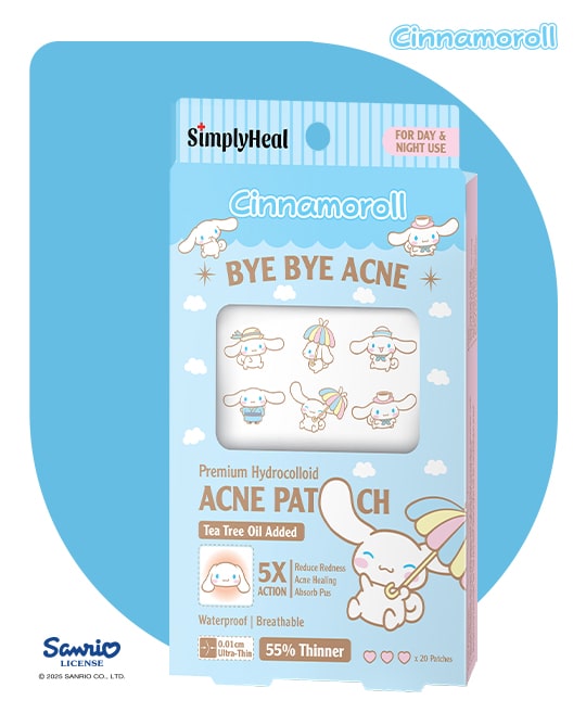 SimplyHeal Cinnamoroll Day & Night Premium Hydrocolloid Acne Patch 20s
