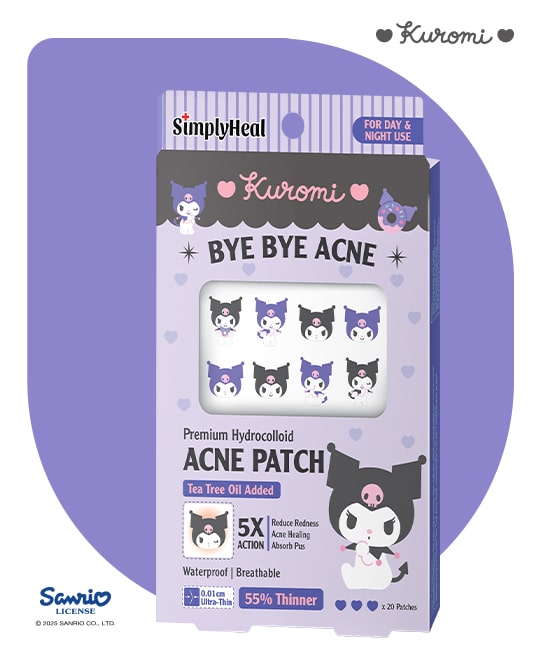 SimplyHeal Kuromi Day & Night Premium Hydrocolloid Acne Patch 20s