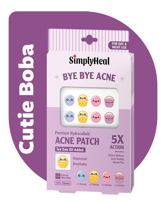 SimplyHeal Cutie Boba Day & Night Premium Hydrocolloid Acne Patch 20s