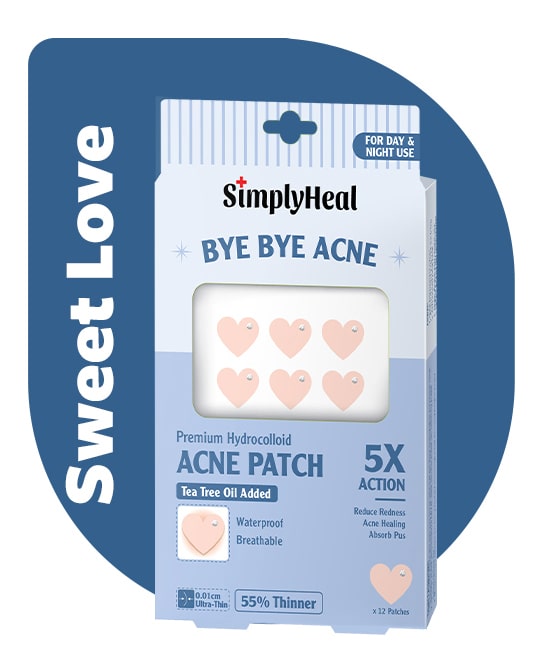 SimplyHeal Sweet Love Day & Night Premium Hydrocolloid Acne Patch 12s