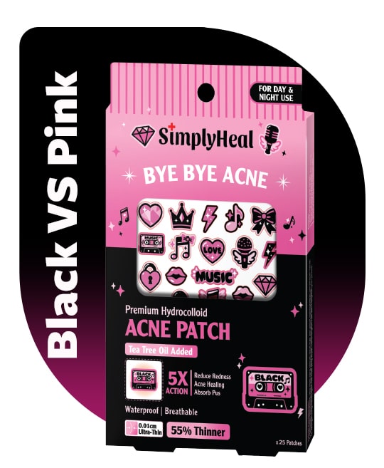 SimplyHeal Black VS Pink Day & Night Premium Hydrocolloid Acne Patch 25s