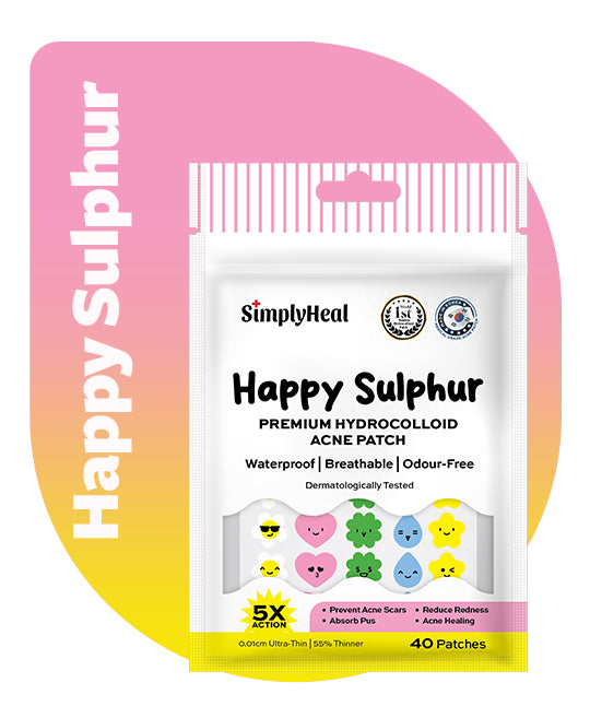 SimplyHeal Happy Sulphur Day & Night Premium Hydrocolloid Acne Patch With Tea Tree Oil 40s