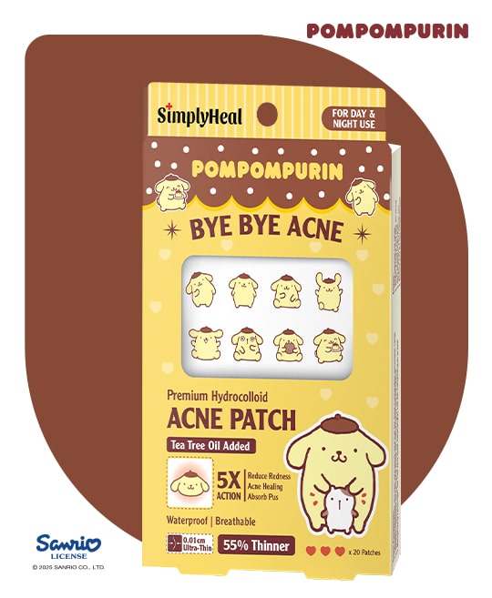 SimplyHeal Pompompurin Day & Night Premium Hydrocolloid Acne Patch 20s