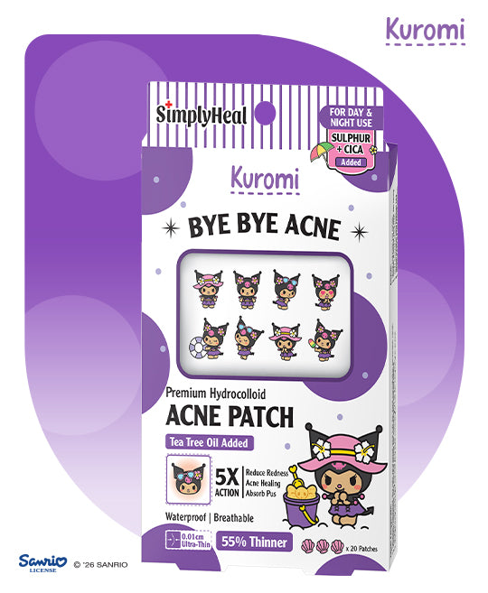 SimplyHeal Toasty Kuromi Day & Night Premium Hydrocolloid Acne Patch With Tea Tree Oil 20s
