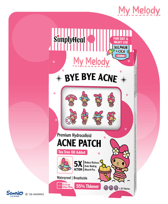 SimplyHeal Toasty My Melody Day & Night Premium Hydrocolloid Acne Patch With Tea Tree Oil 20s
