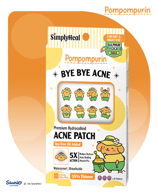 SimplyHeal Toasty Pompompurin Day & Night Premium Hydrocolloid Acne Patch With Tea Tree Oil 20s