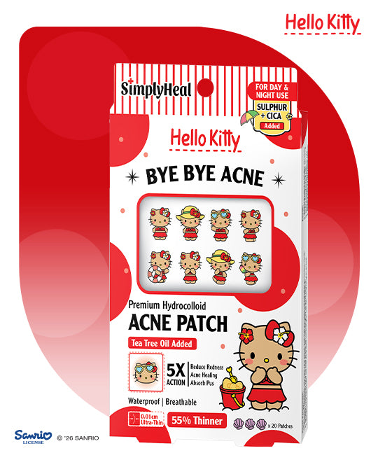 SimplyHeal Toasty Hello Kitty Day & Night Premium Hydrocolloid Acne Patch With Tea Tree Oil 20s
