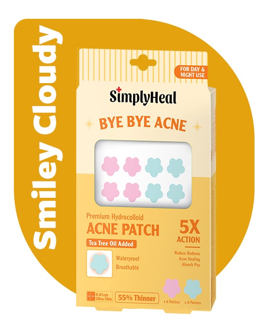SimplyHeal Smiley Cloudy Day & Night Premium Hydrocolloid Acne Patch 16s